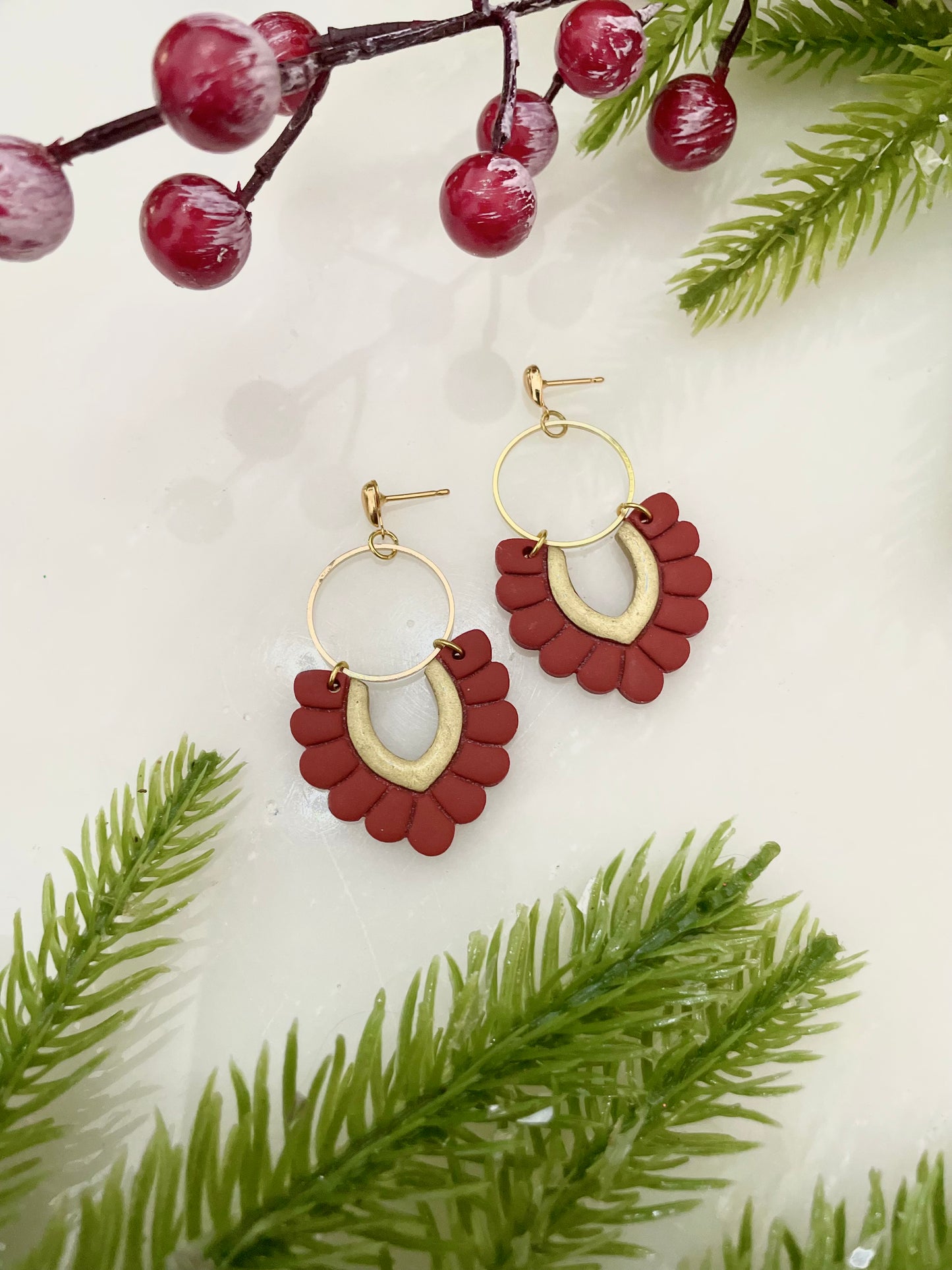 Red Berry | Dangle Earrings | Earrings | Polymer Clay Earrings | Christmas