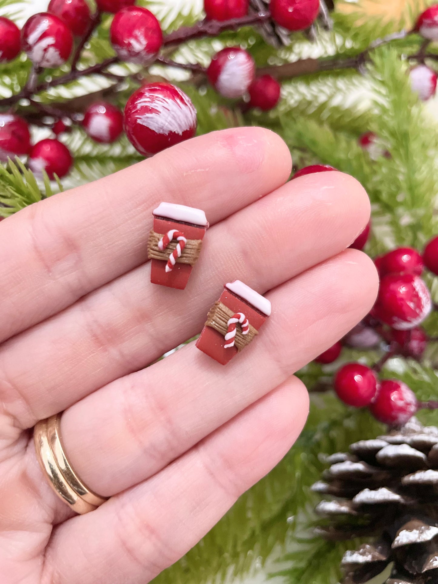 Peppermint Mocha | Stud Earrings | Earrings | Polymer Clay Earrings | Christmas