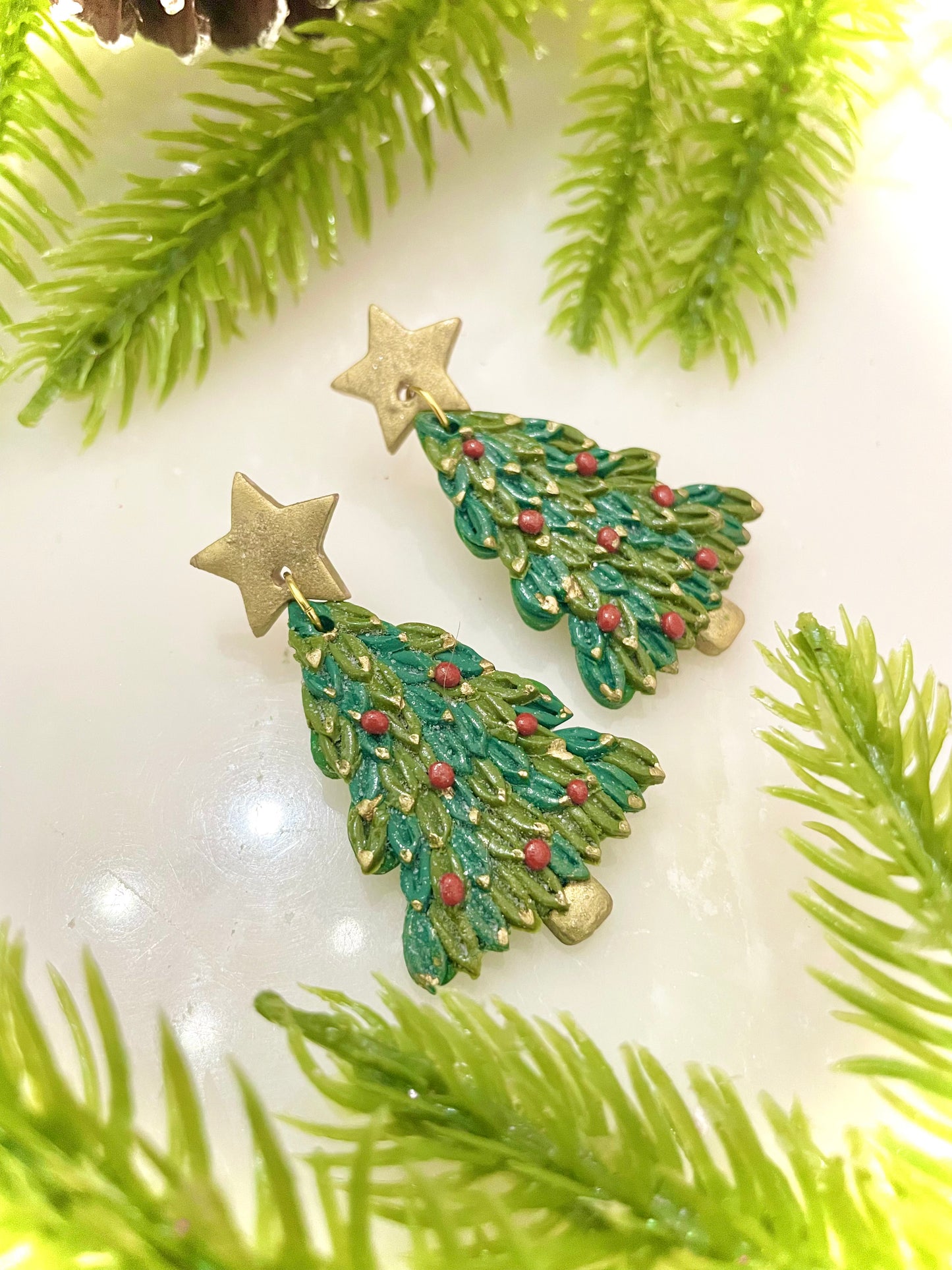 Christmas Barn Tree | Dangle Earrings | Earrings | Polymer Clay Earrings | Christmas