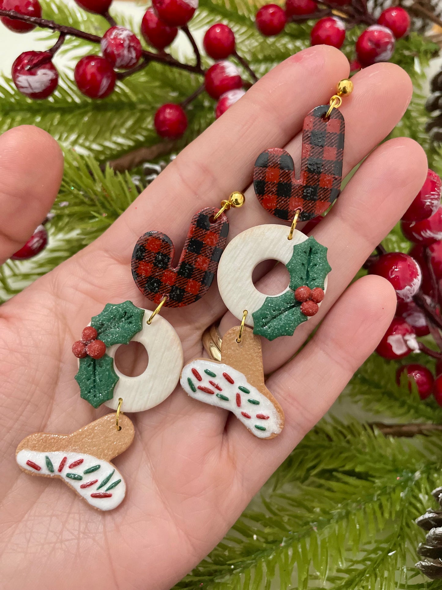 Christmas Joy | Dangle Earrings | Earrings | Polymer Clay Earrings | Christmas