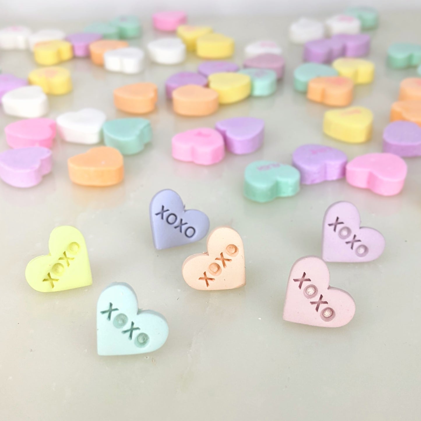 The Conversation Hearts | XOXO | Post Earrings | Earrings | Polymer Clay Earrings | Gift to Her