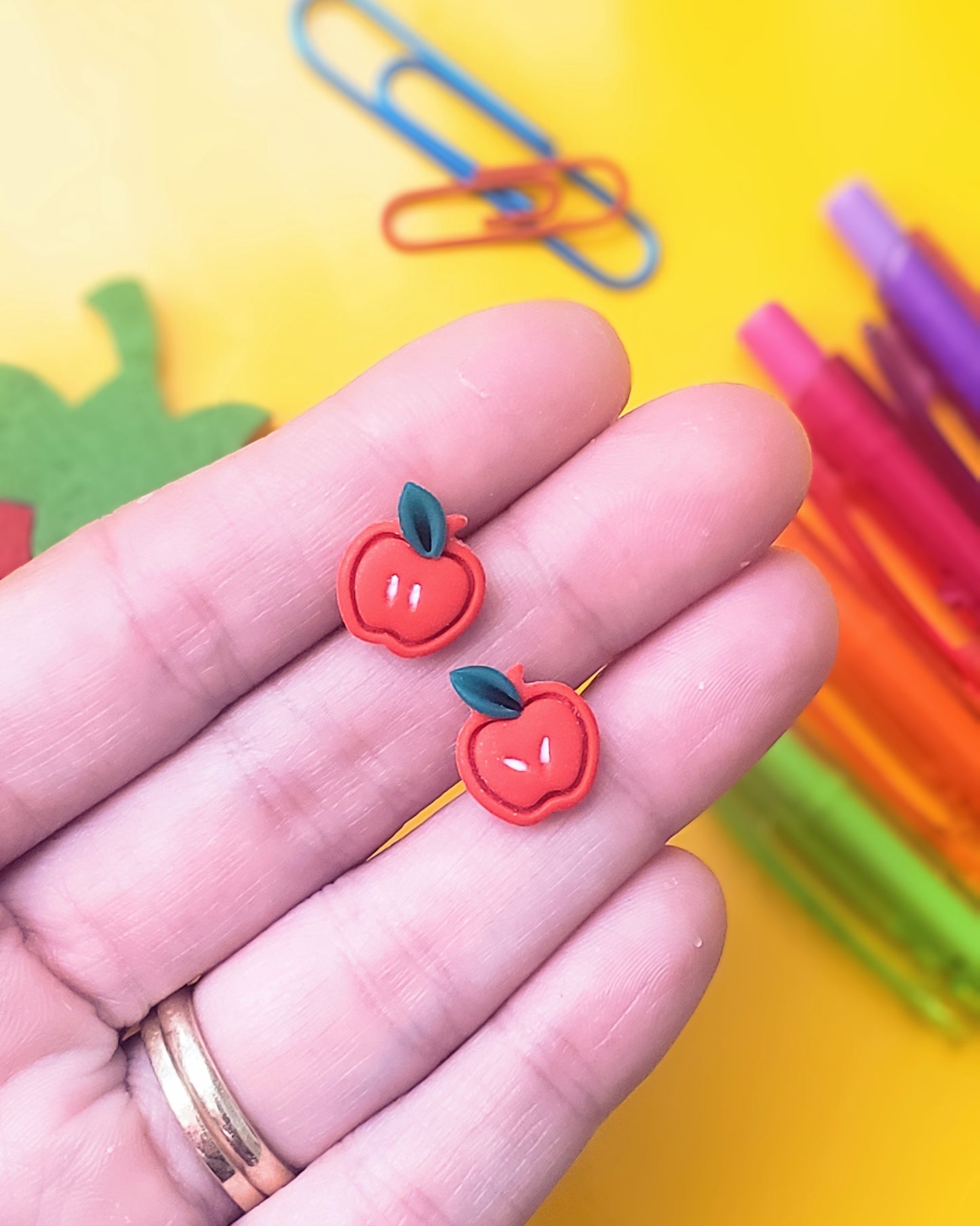 Apple | Stud Earrings | Earrings | Polymer Clay Earrings | Gift for Her