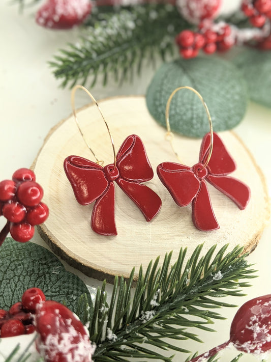 The Christmas Bow | Dangle Earrings | Earrings | Polymer Clay Earrings | Christmas