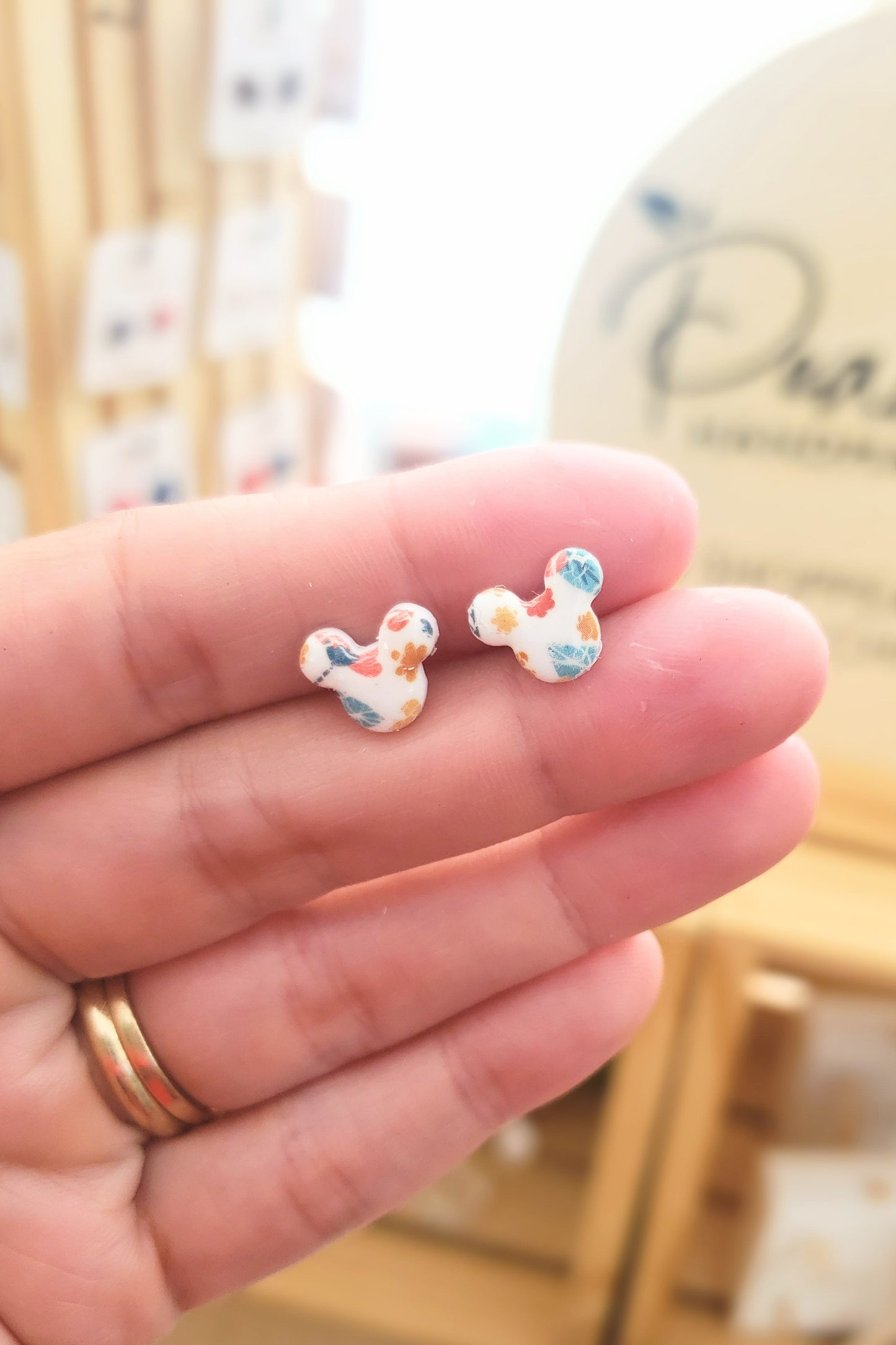 Floral Mickey | Stud Earrings | Earrings | Polymer Clay Earrings | Gift for Her